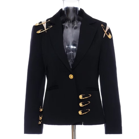 Black Blazer with Gold Accents - Picture 5 of 10